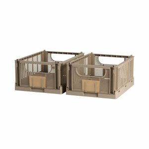 Baskets & Storage | Linear Collapsible Crates Taupe Baskets & Storage Baskets & Storage