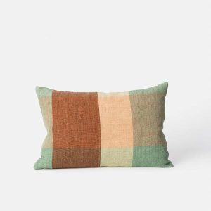 Cushions | Clyde Handwoven Linen Cushion Pea/Multi Check 50 X 30Cm Cushions Cushions