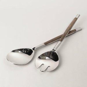 Cutlery & Utensils | Wood Inlay Salad Servers Cutlery & Utensils Cutlery & Utensils