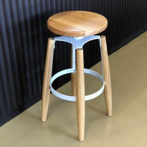 Furniture | Oak Swivel Stool Furniture Black Iron - Currently Not Available