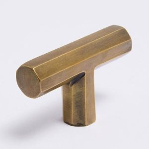 Hooks & Knobs | T-Bar Acid Washed Brass – 1 Left Hooks & Knobs Hooks & Knobs