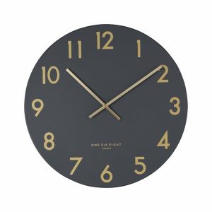 Mirrors | Silent Wall Clock Charcoal 30Cm Housewares Mirrors