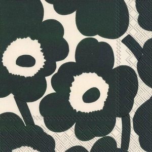 Placemats, Coasters, Napkins | Napkin Pack Of 20 – Unikko Cream Dark Green Housewares Placemats, Coasters, Napkins