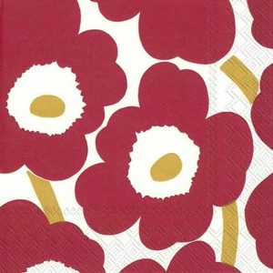 Placemats, Coasters, Napkins | Napkin Pack Of 20 – Unikko Dark Red Gold Housewares Placemats, Coasters, Napkins