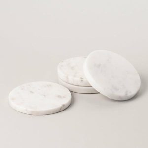 Placemats, Coasters, Napkins | White Marble Round Coaster Housewares Placemats, Coasters, Napkins