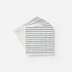 Placemats, Coasters, Napkins | White/Navy Stripe Paper Napkin Housewares Placemats, Coasters, Napkins