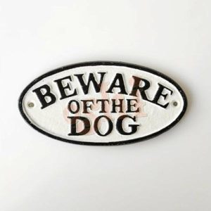 Plant & Garden | Beware Of The Dog Oval Cast Iron Sign Housewares Plant & Garden