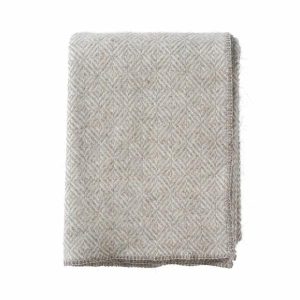 Throws & Blankets | Lambswool Throw Diamonds Beige Housewares Throws & Blankets