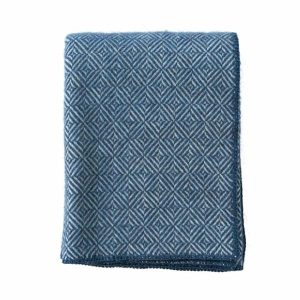 Throws & Blankets | Lambswool Throw Diamonds Sea Blue Housewares Throws & Blankets