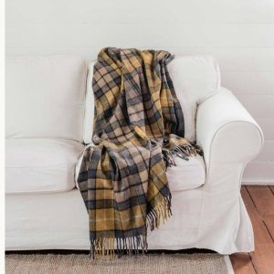 Throws & Blankets | Tartan Blanket 175Cm X 157Cm | Gold Housewares Throws & Blankets