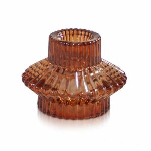 Candles & Diffusers | Vintage Glass Candle Holder Amber Candles & Diffusers Candles & Diffusers